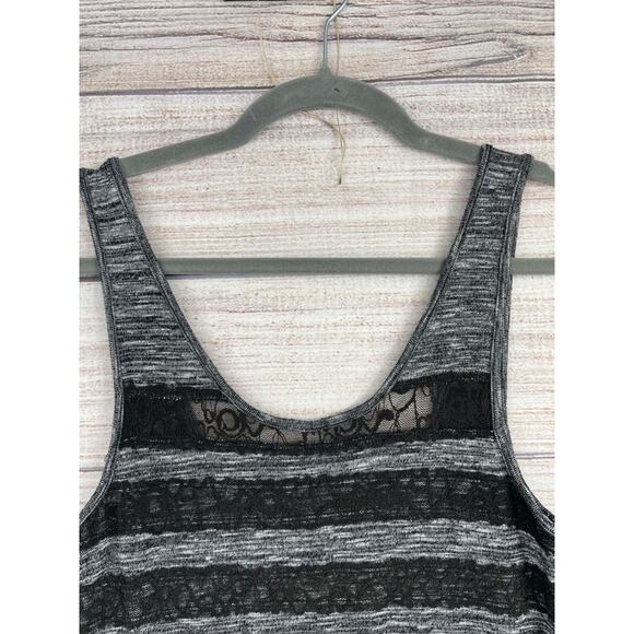 Free People Lace Striped High Slits Tank Maxi Dress Women's Size XS Gray/Black - Picture 3 of 10